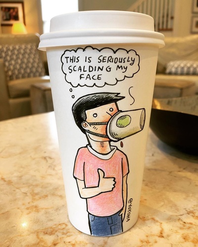 咖啡杯上的漫画的的INS图片-(2020-05-08 01:40:03)Don’t care. Worth it. Best mask ever.