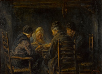 荷兰海牙市立美术馆藏画高清实拍的油画作品-Jozef_Isra毛ls_-_Potato_eaters