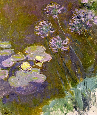 莫奈的油画作品-13-莫奈-Water Lilies and Agapanthus