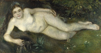 雷诺阿 高清画稿 第一弹的油画作品-Auguste Renoir -A Nymph by a Stream