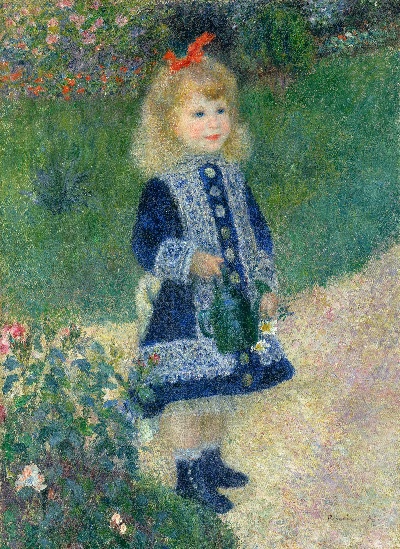 雷诺阿 高清画稿 第一弹的油画作品-Auguste Renoir -A_Girl_with_a_Watering_Can