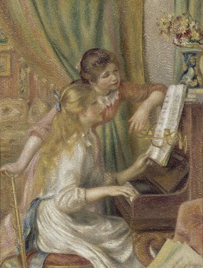 雷诺阿 高清画稿 第三弹的油画作品-Auguste Renoir -Young_Girls_at_the_Piano