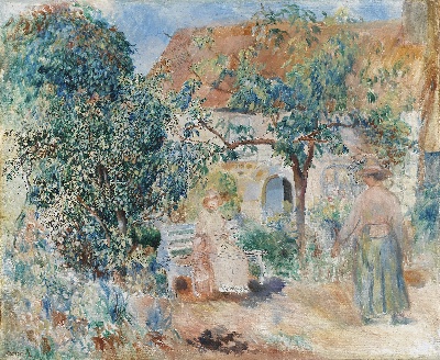 雷诺阿 高清画稿 第三弹的油画作品-PIERRE-AUGUSTE RENOIR-AU JARDIN EN BRETAGNE