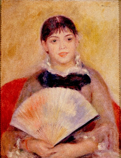 雷诺阿 高清画稿 第四弹的油画作品-Renoir-Pierre-Auguste-Girl_with_a_Fan