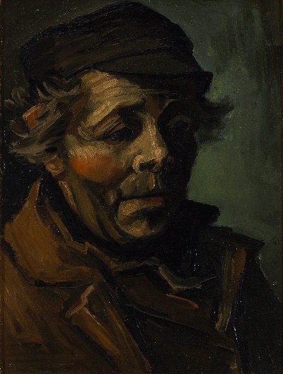 梵高人像画的油画作品-Head of a peasant 1884