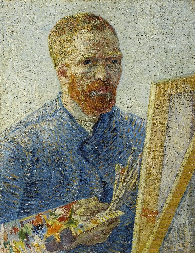 梵高自画像的油画作品-Self-Portrait in Front of the Easel