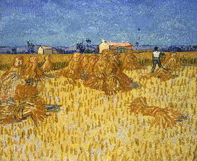 风景1.梵高风景画1的油画作品-Corn Harvest in Provence 1888