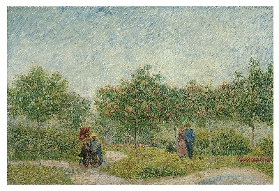 风景1.梵高风景画1的油画作品-Garden with courting couples square Saint-Pierre May 1887