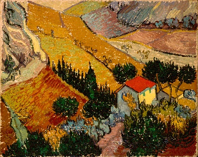 风景1.梵高风景画1的油画作品-Gogh,_Vincent_van_-_Landscape_with_House_and_Ploughman