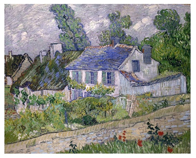 风景1.梵高风景画1的油画作品-Houses at Auvers 1890