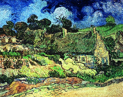 风景1.梵高风景画1的油画作品-Häuser in Auvers1