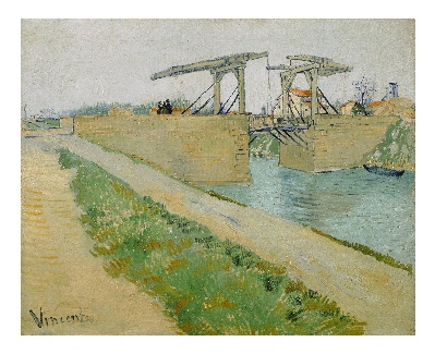 风景3.梵高 风景画2的油画作品-The Langlois bridge (March 1888 - 1888)