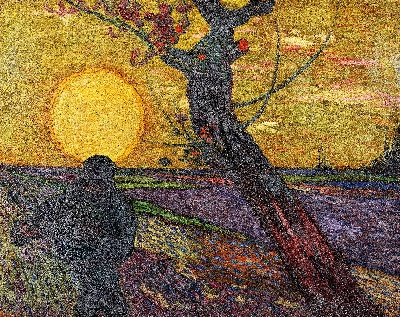风景3.梵高 风景画2的油画作品-The sower1888