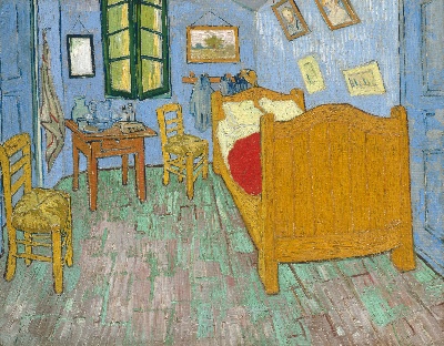 风景3.梵高 风景画2的油画作品-The Bedroom 1889