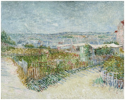 风景2.梵高风景作品3的油画作品-Montmartre behind the Moulin de la Galette (July 1887 - 1887)(1)