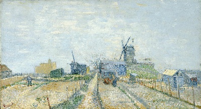 风景2.梵高风景作品3的油画作品-Montmartre windmills and allotments (March 1887 - April 1887)