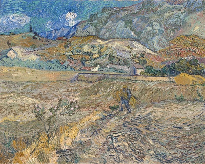 梵高超级大图的油画作品-Landscape at Saint-Rémy (Enclosed Field with Peasant) 1889