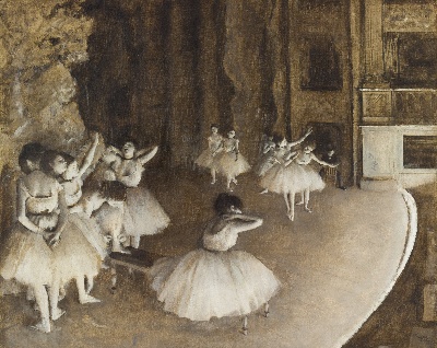 埃德加·德加高清作品的油画作品-Edgar Degas - Ballet provludo en Stadio, 1874