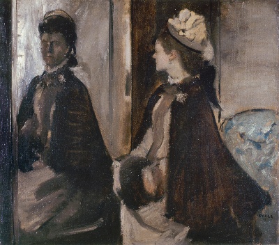 埃德加·德加高清作品的油画作品-Edgar Degas - Sinjorino Jeantaud en la Spegulo, 1875