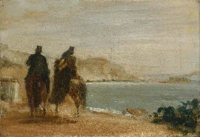 埃德加·德加高清作品的油画作品-Hilaire-Germain-Edgar Degas - Promenade beside the Sea