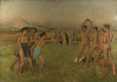 埃德加·德加高清作品的油画作品-Hilaire-Germain-Edgar Degas - Young Spartans Exercising