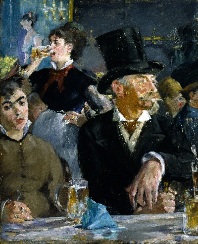 马奈油画作品的油画作品-008马奈-在咖啡馆