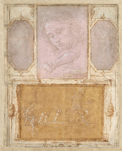 波提切利油画作品的油画作品-Giorgio_Vasari_with_drawings_by_Filippino_Lippi_Botticelli,_and_Raffaellino_del_Garbo_-_Page_from_Libro_de_Disegni