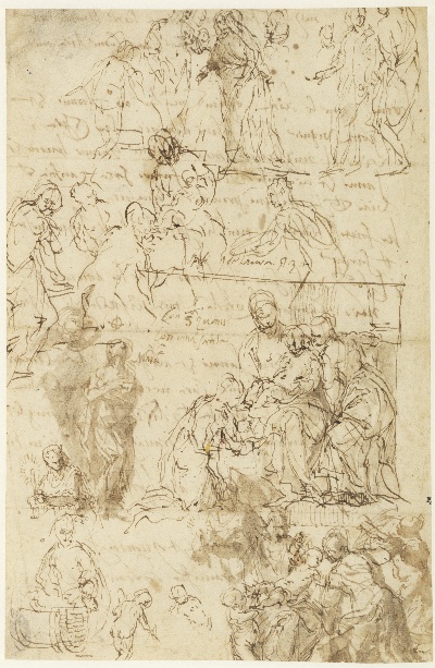 保罗·委罗作品的油画作品-Paolo_Veronese_-_The_Mystic_Marriage_of_Saint_Catherine_and_other_studies_-_Google_Art_Project