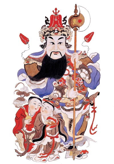 中国传统神仙门神彩绘图的作品