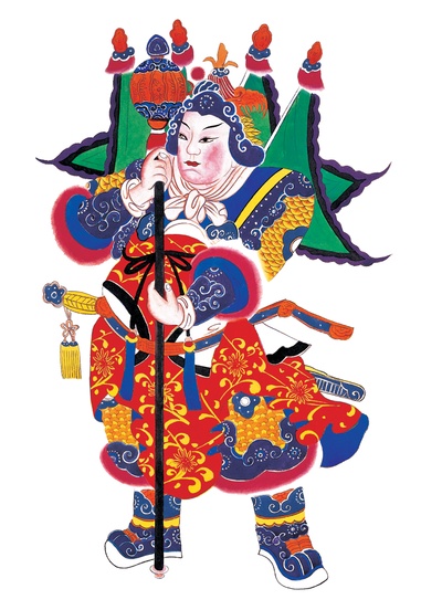 中国传统神仙门神彩绘图的作品
