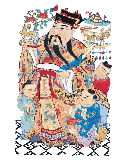 中国传统神仙门神彩绘图的作品