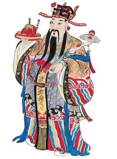中国传统神仙门神彩绘图的作品
