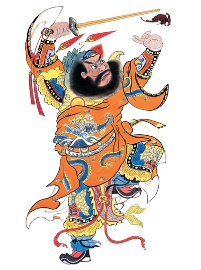 中国传统神仙门神彩绘图的作品