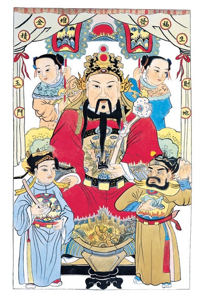 中国传统神仙门神彩绘图的作品
