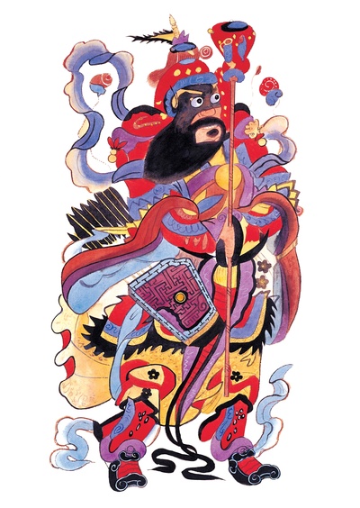 中国传统神仙门神彩绘图的作品