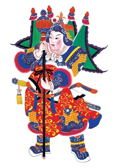 中国传统神仙门神彩绘图的作品