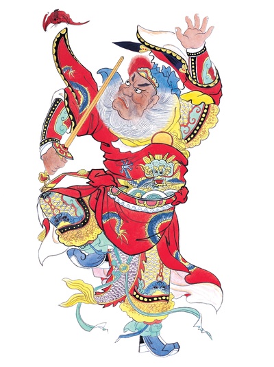 中国传统神仙门神彩绘图的作品