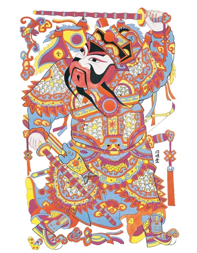 中国传统神仙门神彩绘图的作品