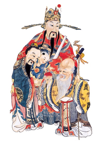 中国传统神仙门神彩绘图的作品