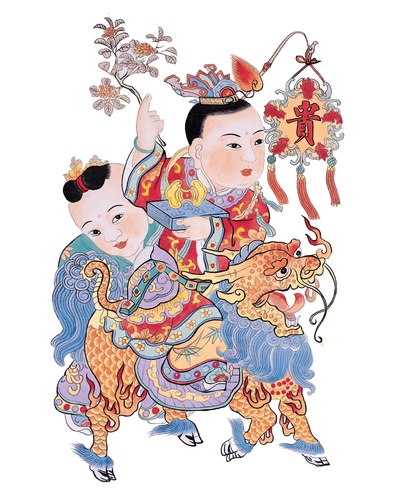中国传统神仙门神彩绘图的作品