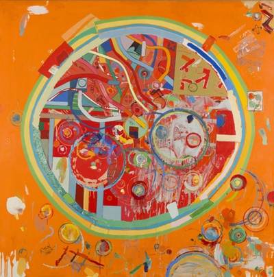【美国】罗伯特·纽曼（Robert S. Neuman）抽象绘画的油画作品-Pedazos del Mundo#26，1962年。亚麻油，56 x 56英寸。