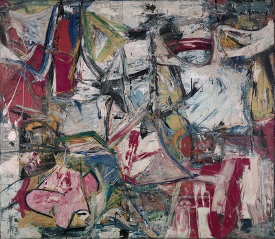 库宁作品的油画作品-14-Willem-de-Kooning-Gotham-News-1955年