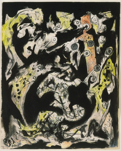 波洛克Jackson Pollock抽象绘画作品的油画作品-杰克逊·波洛克（14岁）