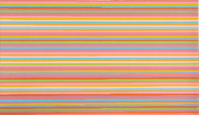 赖利的油画作品-Bridget Riley, “About Yellow” (2014-2013), Oil on linen  (163 x 279 cm)
