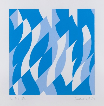 赖利的油画作品-Bridget Riley (b.1931) - Two Blues