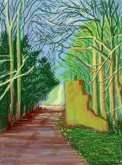 大卫霍克尼的油画作品-2011The Arrival of Spring in Woldgate, East Yorkshire(iPad drawing printed)5