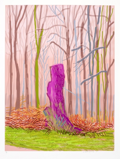 大卫霍克尼的油画作品-2011The Arrival of Spring in Woldgate, East Yorkshire(iPad drawing printed)8
