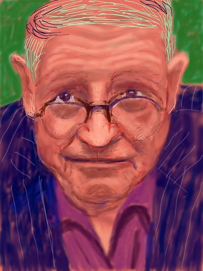 大卫霍克尼的油画作品-2012Self Portrait3(iPad drawing)