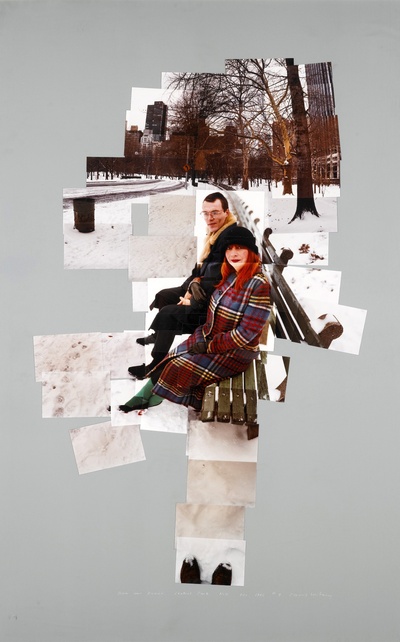 大卫霍克尼的油画作品-1982Anne And David, Central Park, N.y(photo Collage)
