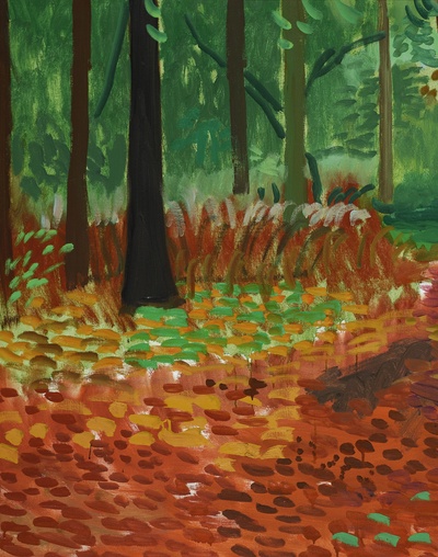 大卫霍克尼的油画作品-參考油畫2006Woldgate Woods, November1局部2